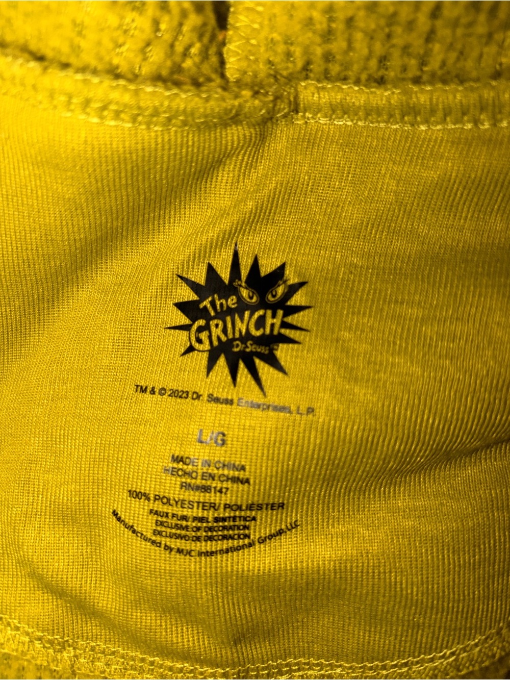Dr. Seuss Lime Green Hooded Fleece Pajama Onesie with Heart Patch - Picture 3 of 3